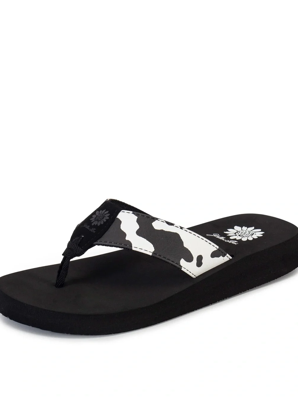 YELLOW BOX FLEXTER BLACK AND WHITE FLIP FLOPS MEDIUM WIDTH NEW IN BOOK - Picture 2 of 4